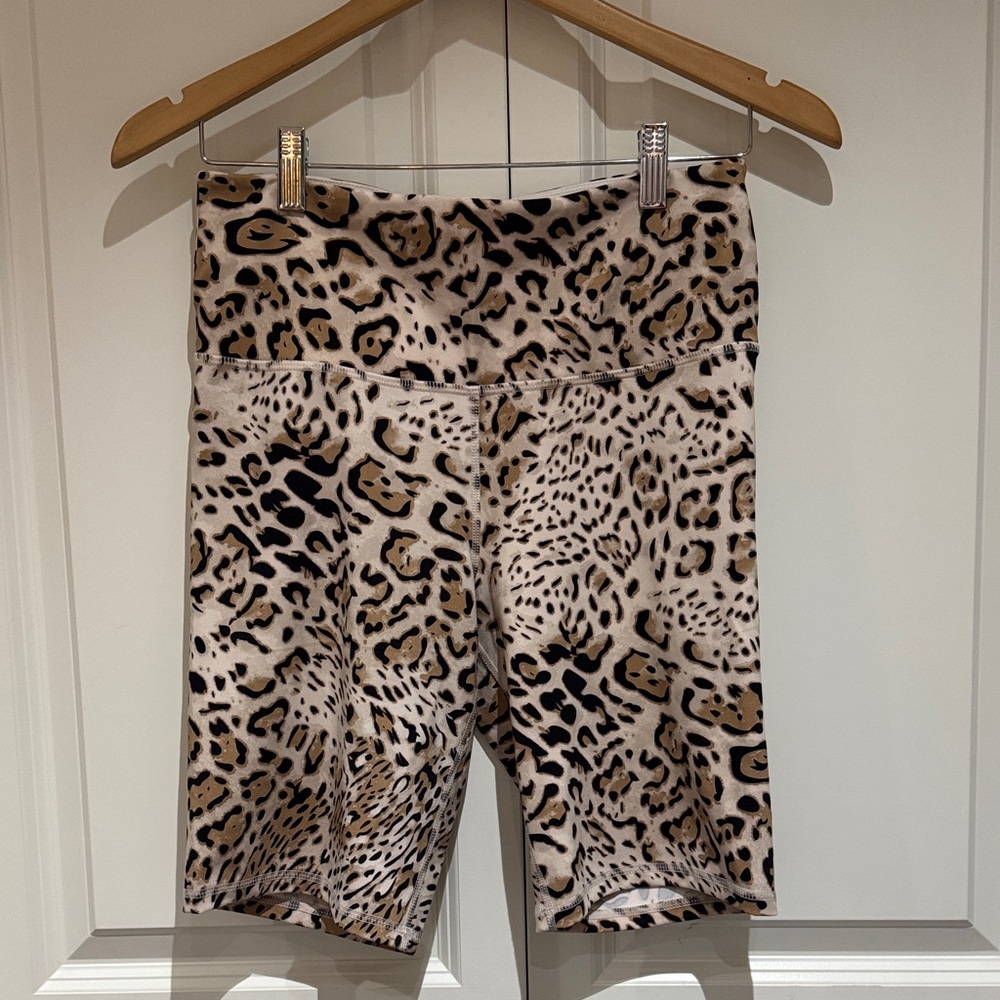 H&M Leopard Print Bike Shorts - Black and Tan